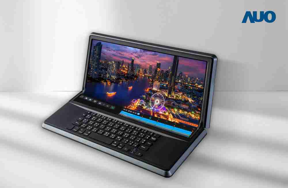 菠菜论坛14.6吋Micro LED折迭显示屏幕，，，，搭配半径4mm的弯折绞炼，，，，以及高画素、、、高亮度、、、、高对比度的显示技术特点，，，即便在大视角下仍保有绝佳色相与亮度